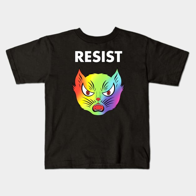 Rainbow Resist Kids T-Shirt by junkfed